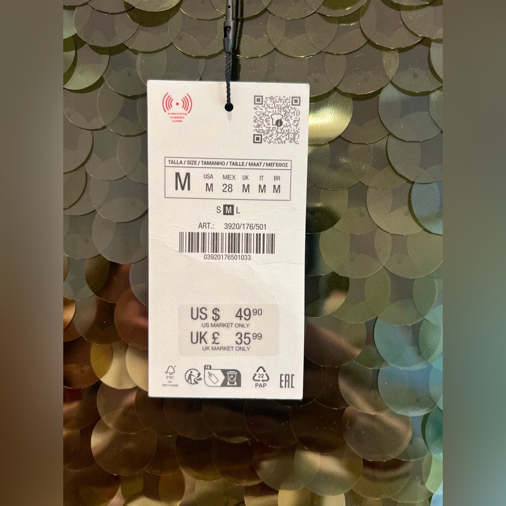 Zara Green Sequin Mini Skirt - Picture 3 of 4
